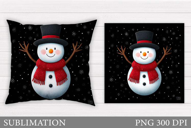 Snowman Pillow Sublimation. Christmas Pillow Design