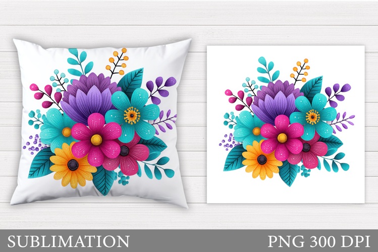 Flowers Sublimation. Flowers Pillow Design