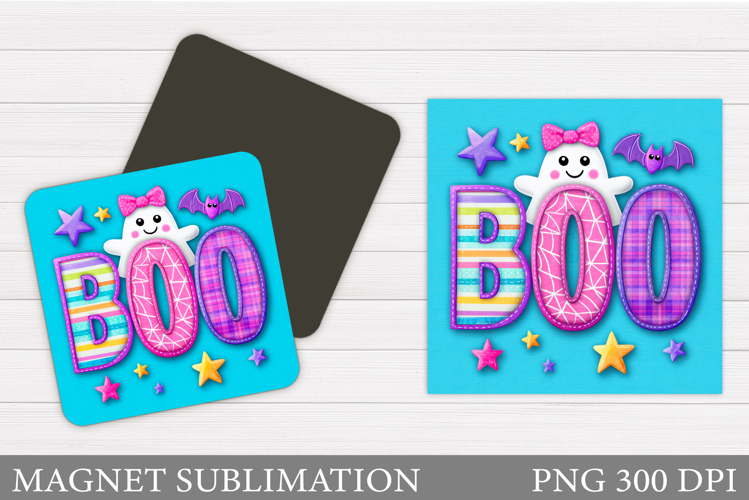 Boo Magnet Design. Cute Ghost Magnet Sublimation