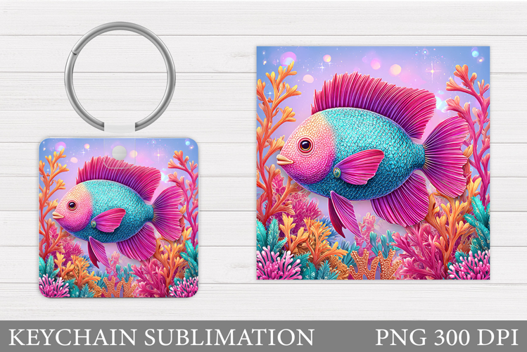 Fish Keychain Sublimation. Sea Keychain Design
