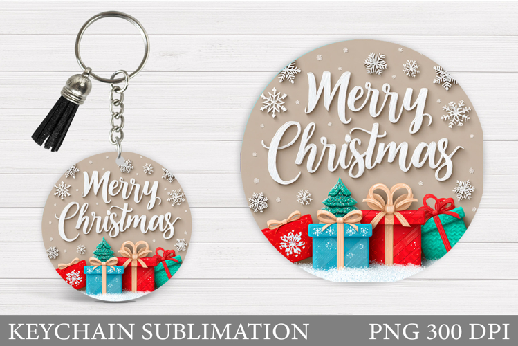 Merry Christmas Keychain. Christmas Keychain Design