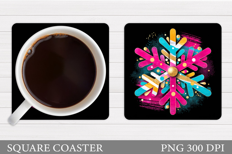 Snowflake Coaster Design. Winter Coaster Sublimation