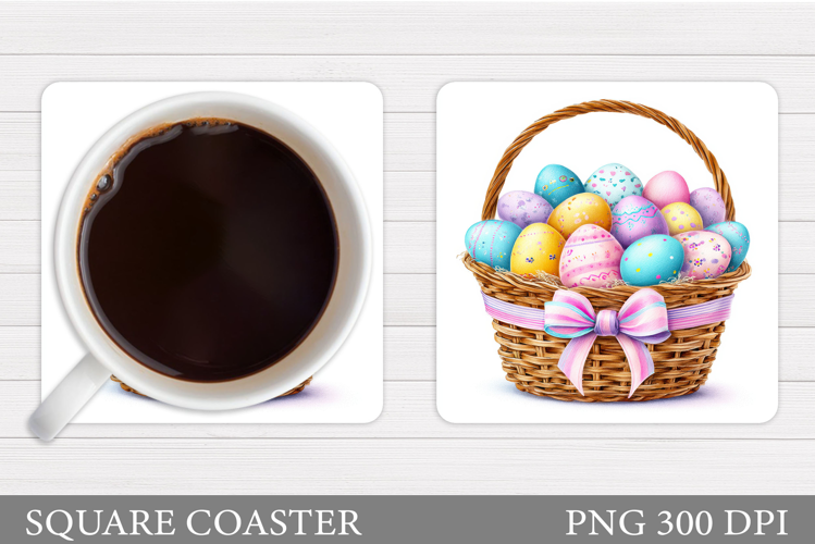 Easter Basket Coaster. Easter Eggs Coaster Design