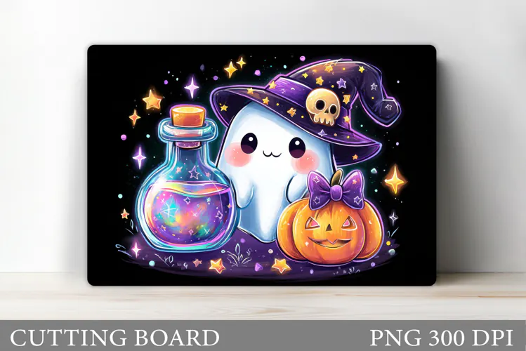 Cute Ghost Cutting Board Design. Halloween Cutting Board