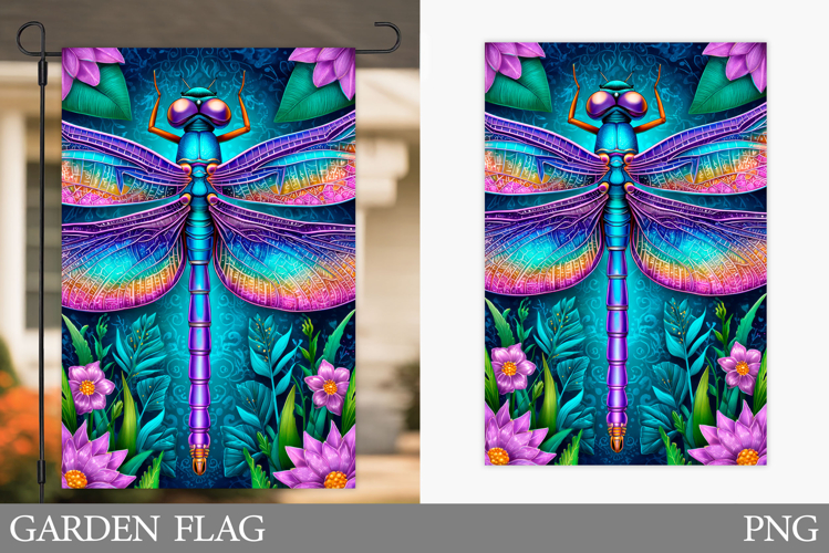 Dragonfly Garden Flag Design. Summer Garden Flag Sublimation