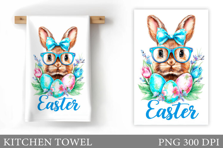 Easter Bunny Kitchen Towel. Bunny Kitchen Towel Sublimation example image 1