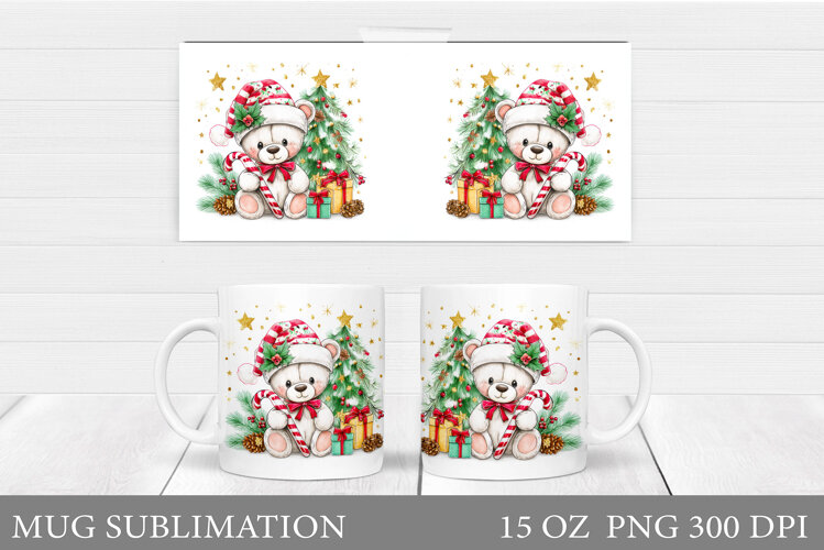 Christmas Bear Mug Design. Christmas Mug Sublimation example image 1