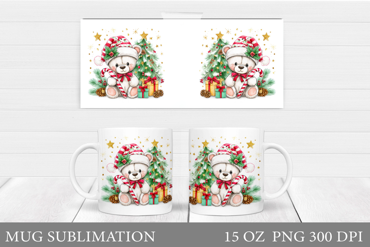 Christmas Bear Mug Design. Christmas Mug Sublimation