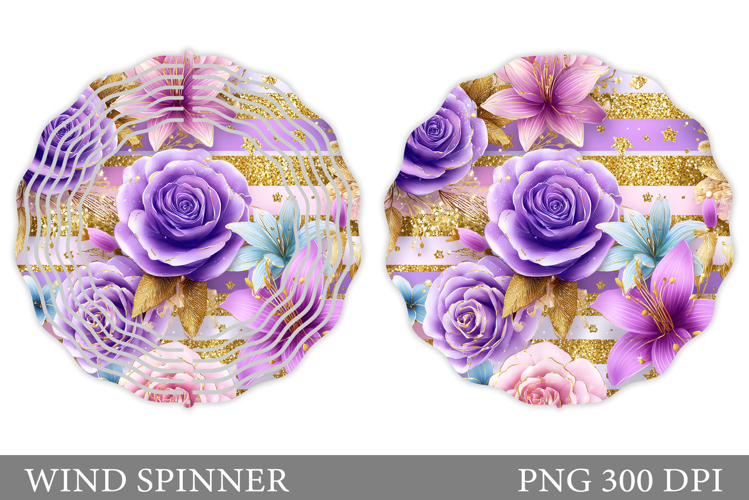 Flowers Wind Spinner Design. Floral Wind Spinner Sublimation