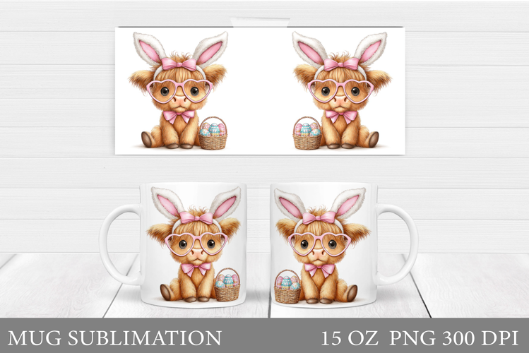 Easter Cow Mug Sublimation. Easter Mug Design
