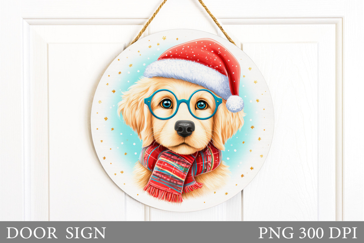Christmas Dog Door Sign. Christmas Door Sign Sublimation