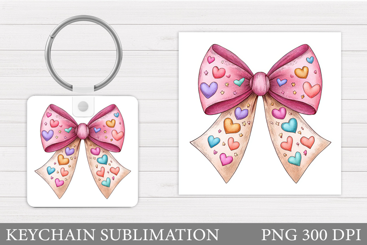 Valentines Bow Keychain. Valentines Keychain Sublimation
