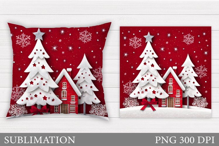 Christmas Tree Pillow Design. Christmas Tree Sublimation