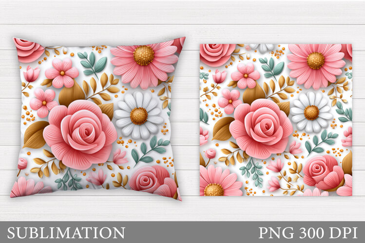 Flowers Sublimation. Flowers Pillow Sublimation example image 1