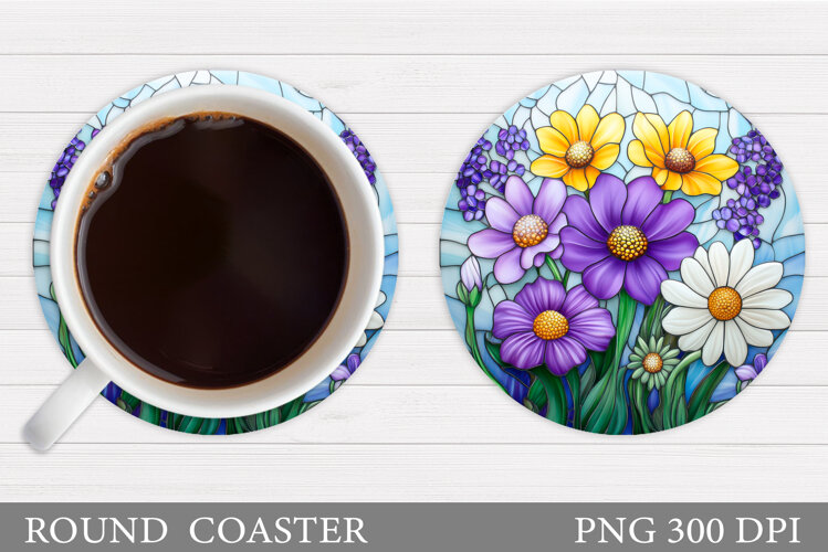 Floral Coaster Design. Flowers Coaster Sublimation example image 1