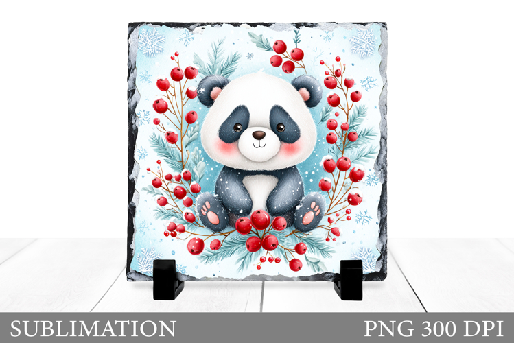 Christmas Panda Sublimation. Christmas Panda Slate Design