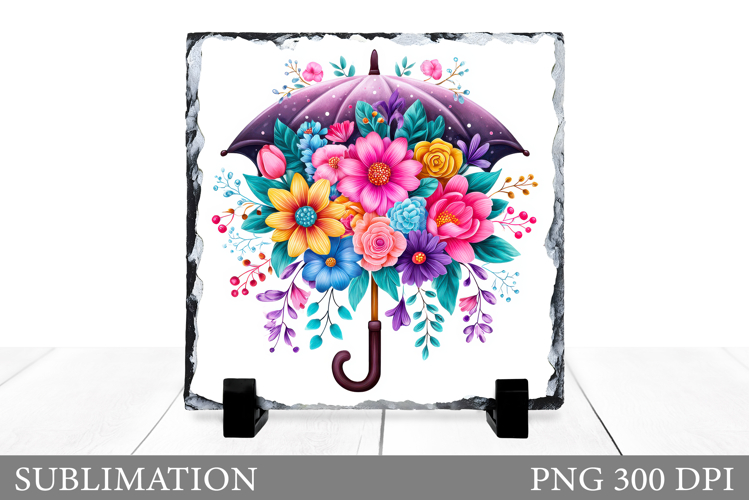 Floral Umbrella Sublimation. Floral Umbrellal Slate Design