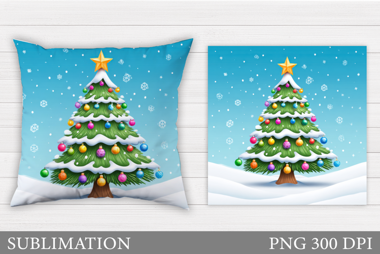 Christmas Tree Pillow. Merry Christmas Pillow Sublimation
