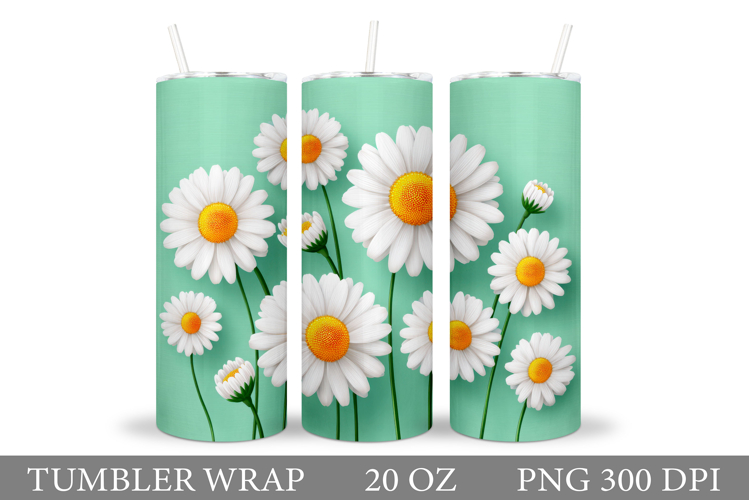 Daisy Flowers Tumbler Design. Flowers Tumbler Sublimation