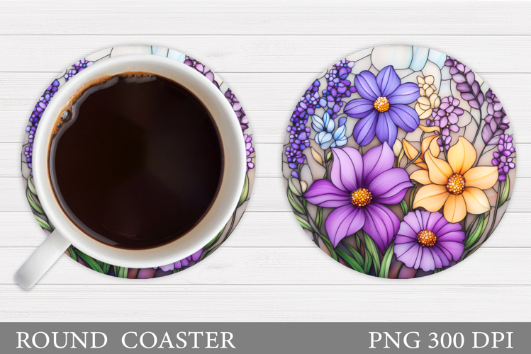 Flowers Round Coaster Sublimation. Flowers Coaster Design