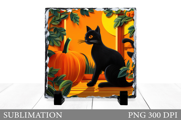Cute Cat Sublimation. Black Cat Slate Sublimation