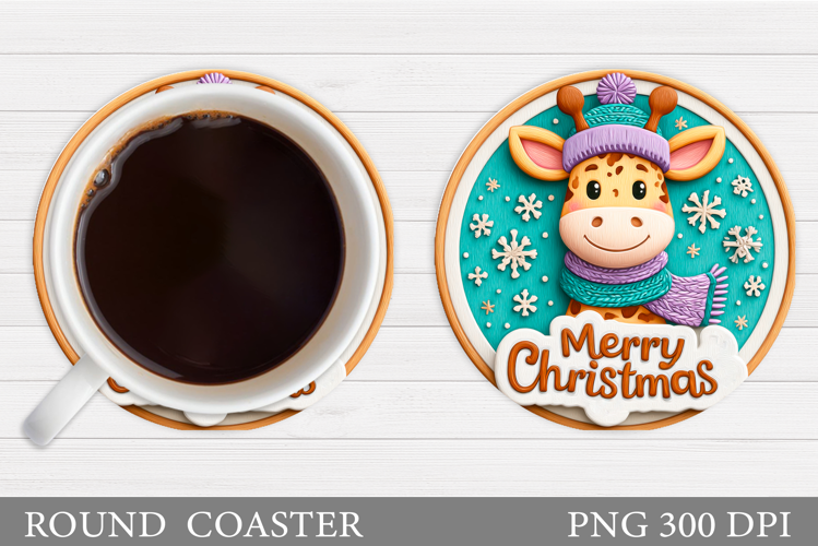 Christmas Giraffe Coaster. Christmas Coaster Sublimation