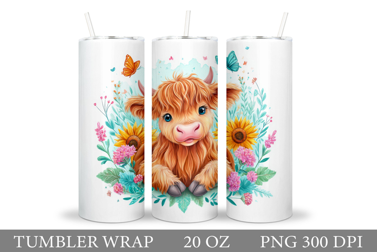 Highland Cow Tumbler Design. Cow Tumbler Sublimation