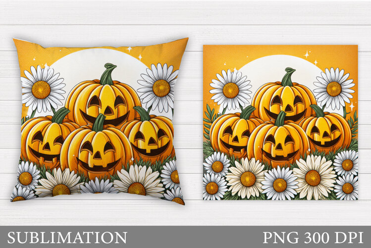 Cute Pumpkin Pillow Design. Funny Pumpkin Sublimation example image 1