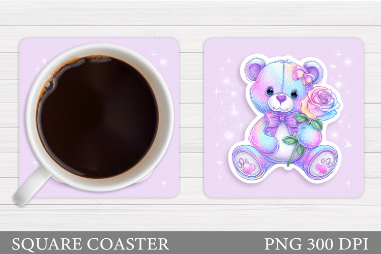 Iridescent Bear Coaster. Valentines Bear Coaster Design