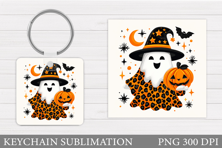 Cute Ghost Keychain Design. Halloween Keychain Sublimation