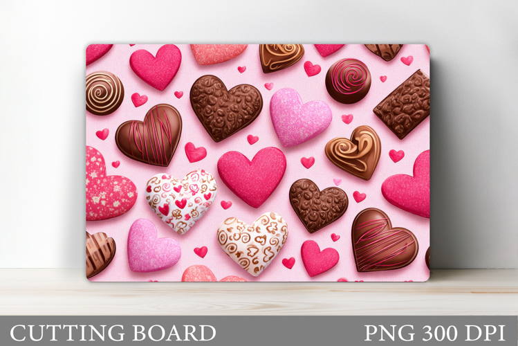 Valentines Candy Cutting Board. Hearts Cutting Board Design