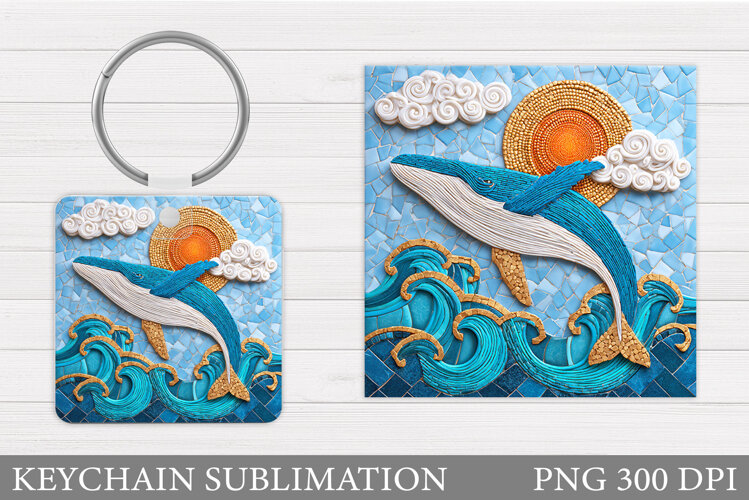 Whale Keychain Sublimation. Whale Sublimation example image 1