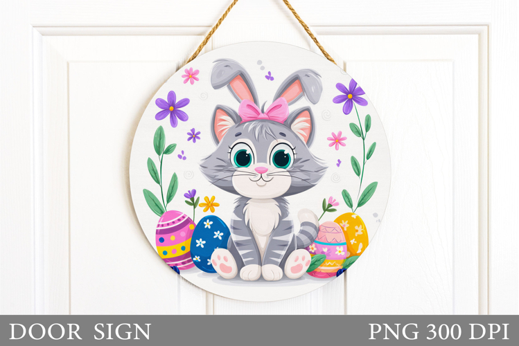 Easter Cat Door Sign Design. Easter Door Sign Sublimation