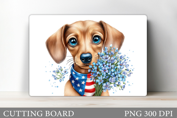 Patriotic Dog Cutting Board. Patriotic Cutting Board Design