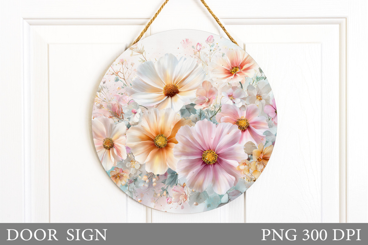 Flowers Door Sign Design. Floral Door Sign Sublimation
