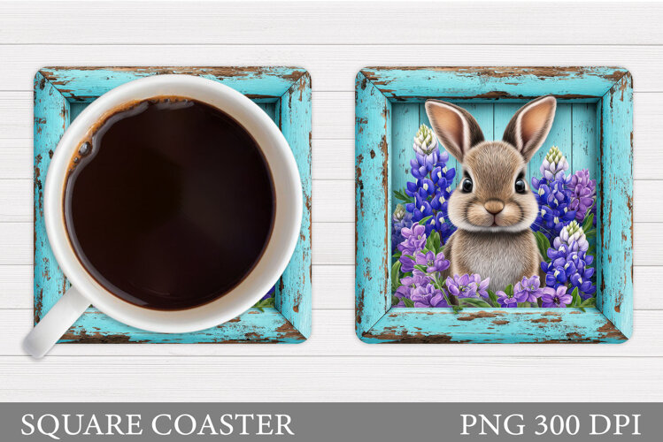 Spring Bunny Coaster Design. Spring Coaster Sublimation example image 1