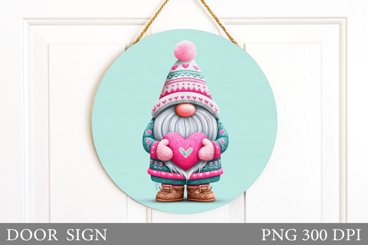 Valentines Gnome Door Sign. Valentines Door Sign Sublimation
