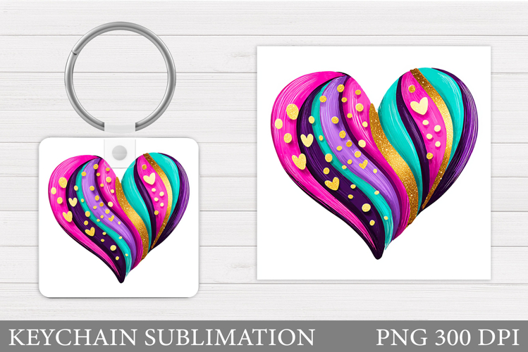 Heart Keychain Sublimation. Valentine Keychain Design