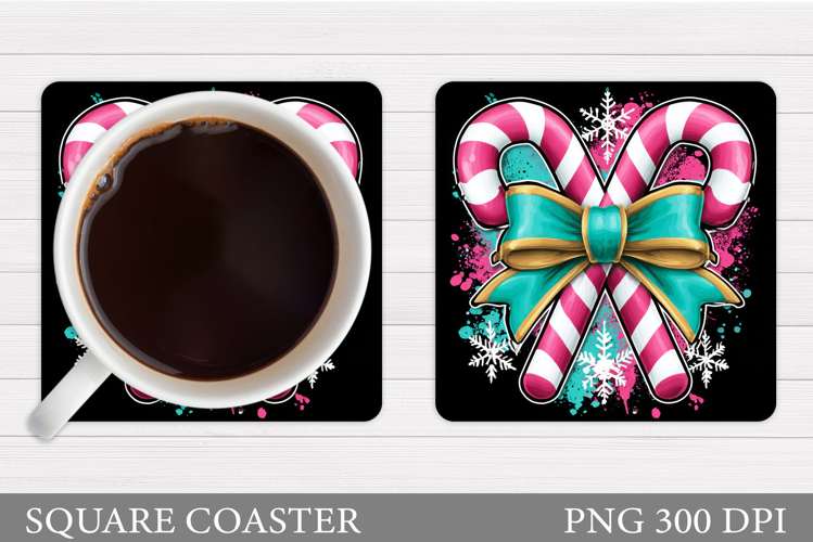 Christmas Candy Canes Coaster. Christmas Coaster Sublimation