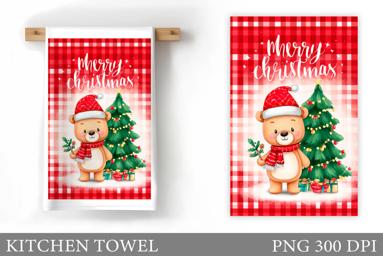 Christmas Bear Kitchen Towel. Christmas Kitchen Towel Design