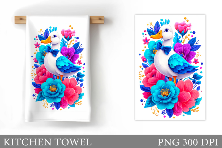 Cute Goose Kitchen Towel Design. Goose Flowers Kitchen Towel