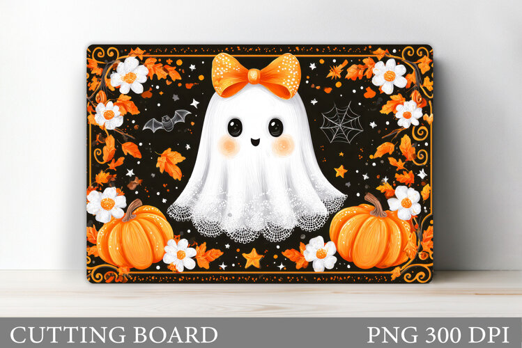 Cute Ghost Cutting Board Design. Halloween Cutting Board example image 1