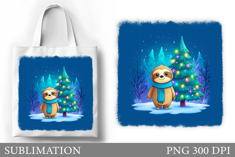 Christmas Sloth Tote Bag. Christmas Tote Bag Sublimation