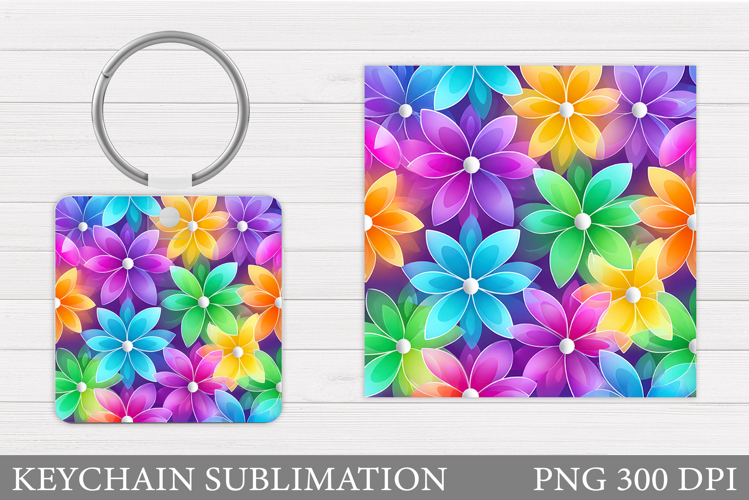 Flowers Keychain Sublimation. Floral Keychain Design