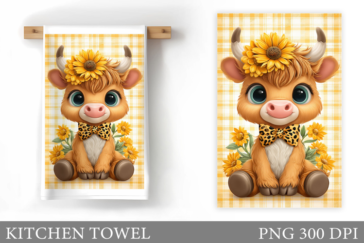 Cute Cow Kitchen Towel. Cow Summer Kitchen Towel Design