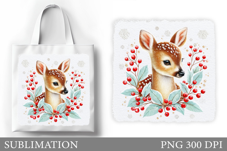 Christmas Deer Tote Bag. Christmas Tote Bag Design