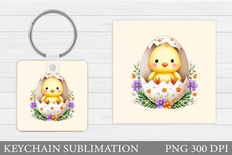Easter Chick Keychain Sublimation. Easter Keychain Design