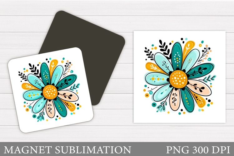 Flower Magnet Design. Floral Magnet Sublimation
