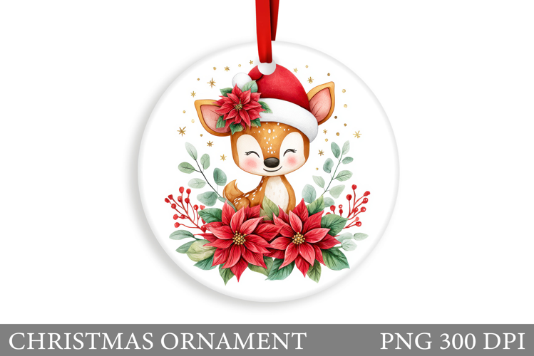Cute Deer Christmas Ornament. Christmas Ornament Sublimation