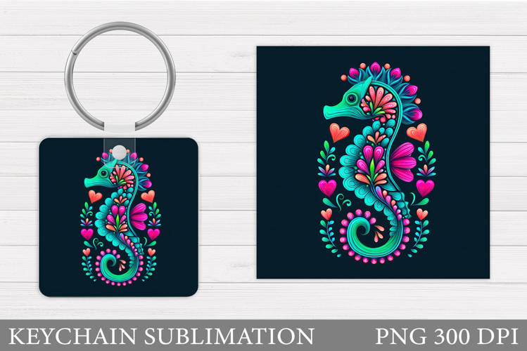 Seahorse Keychain Sublimation. Sea Keychain Design